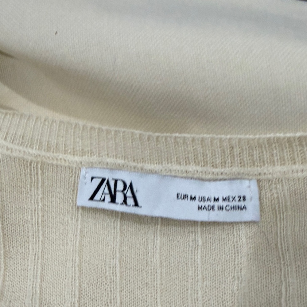 NWT Zara Ivory Textured Top and Ruched Skirt Set - Picture 6 of 7